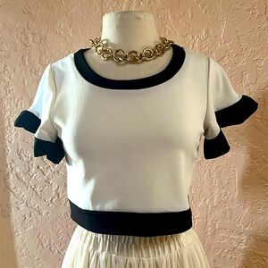 Sexy short panda black and cream top size small vintage